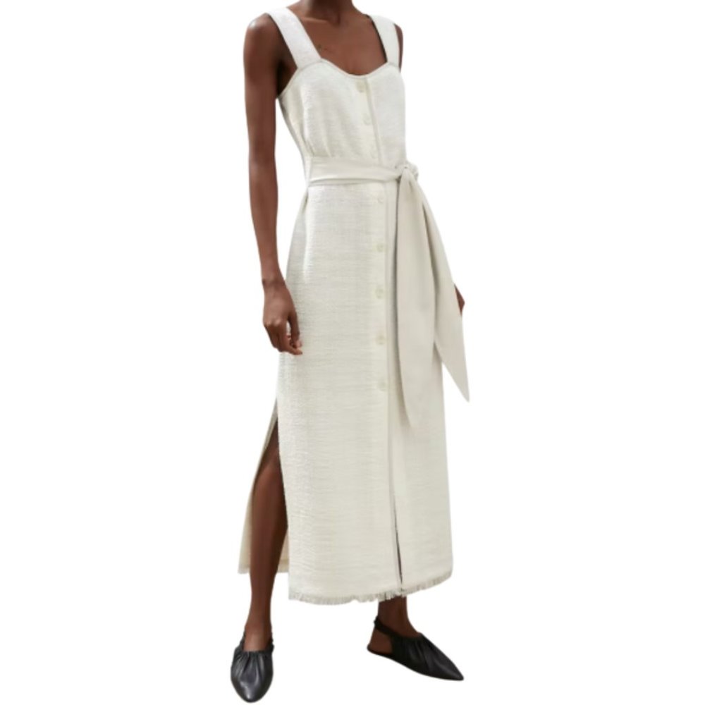 Nanushka Midi Dress with Belt in Cream Color Size S